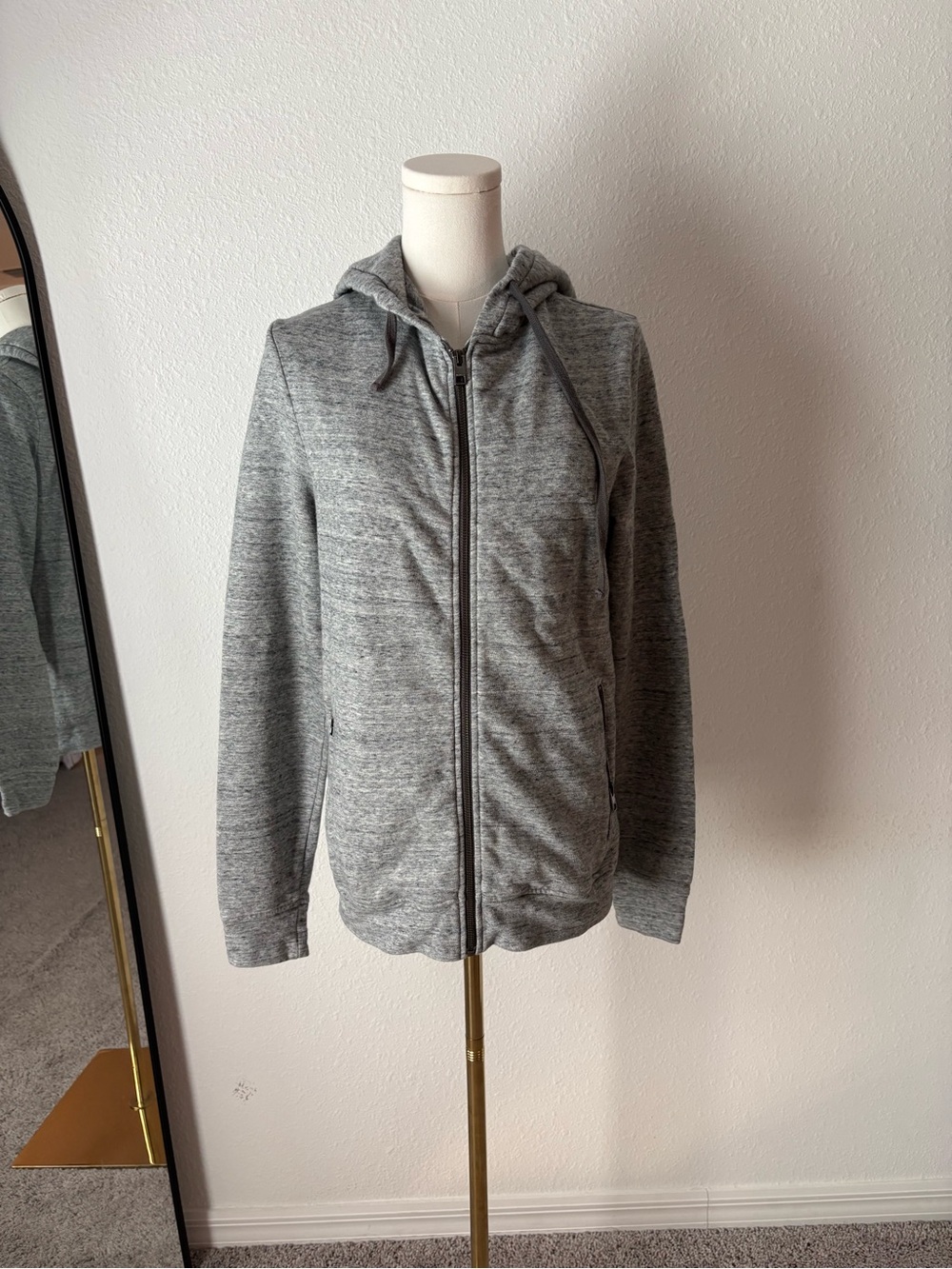 All Saints Grey Heather Zip Hoodie Jacket